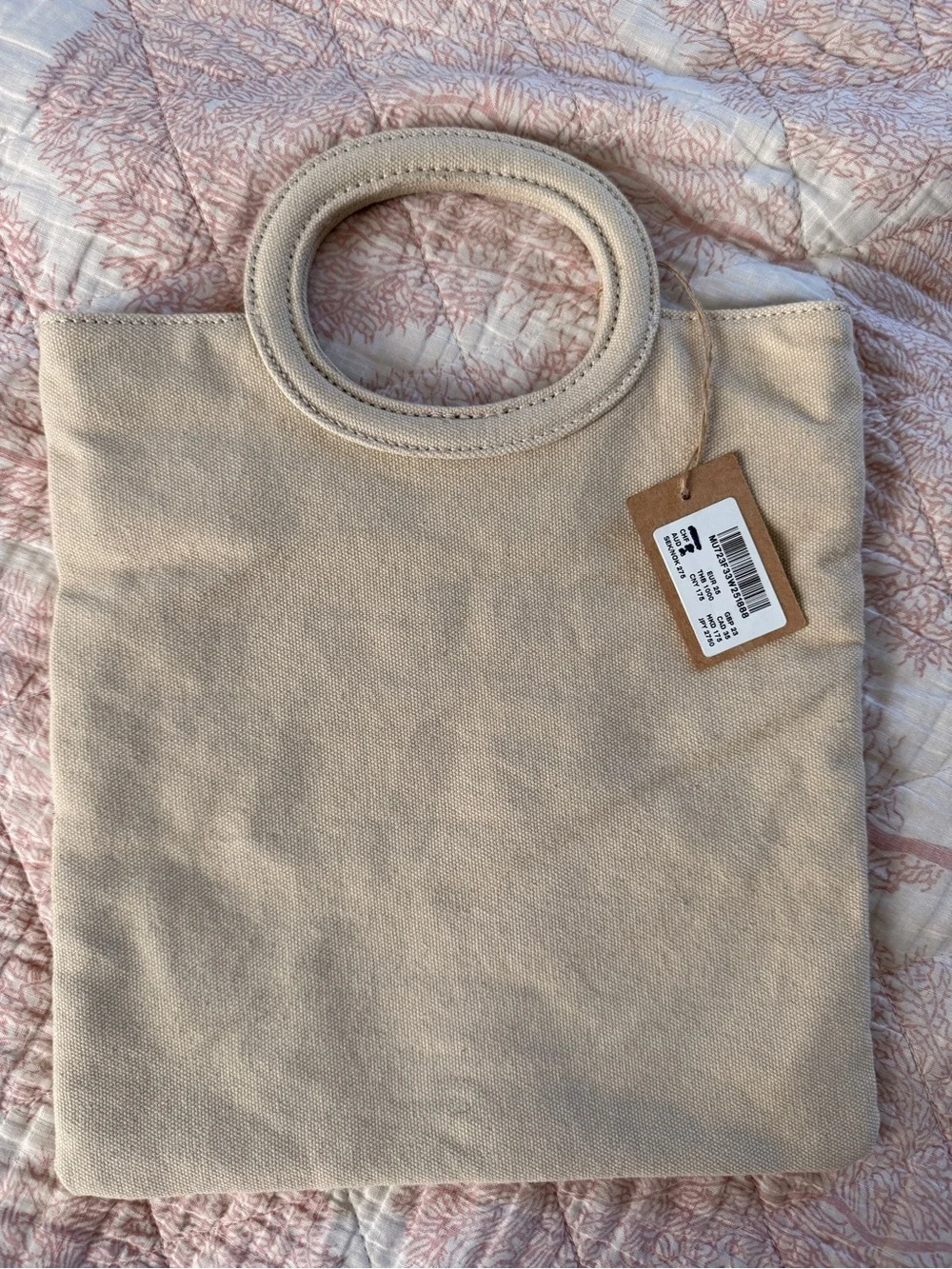 Brandy Melville Beige Canvas Oval Handle Tote